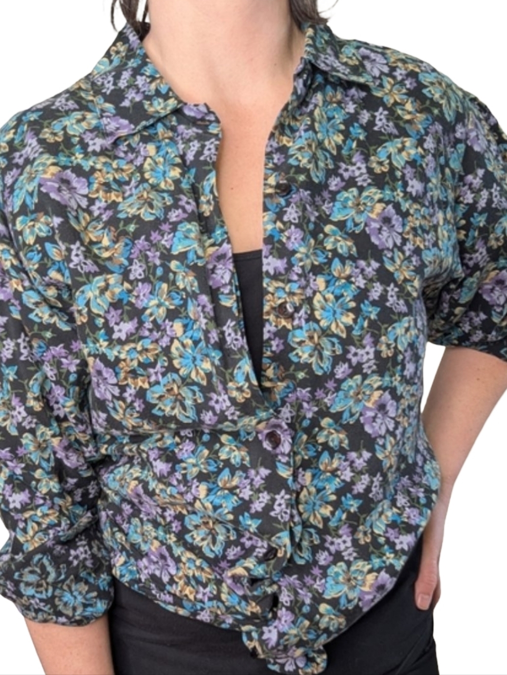 🍅Vintage United Colors Of Benetton Floral Western Boho Button Up Shirt